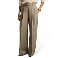 Clara Wool Belted Wide-Leg Dress Pants