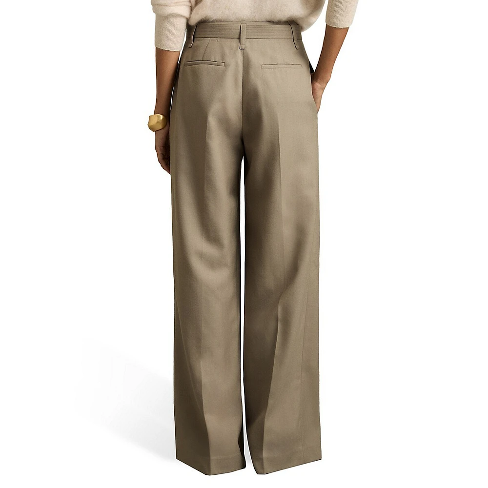 Clara Wool Belted Wide-Leg Dress Pants