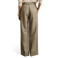 Clara Wool Belted Wide-Leg Dress Pants