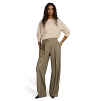 Pantalon large en laine avec ceinture Clara