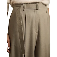 Clara Wool Belted Wide-Leg Dress Pants