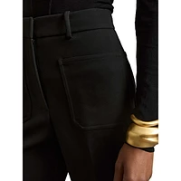 Priya Twill High-Rise Flared Dress Pants