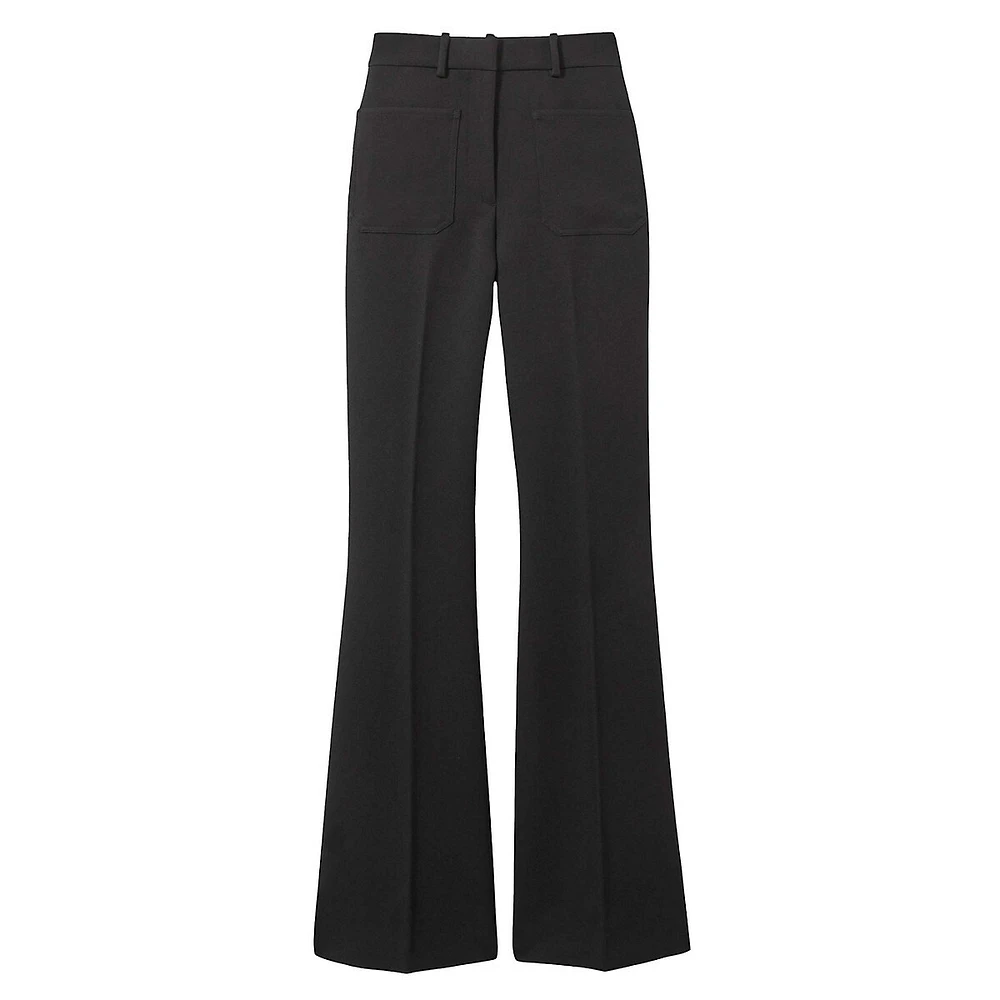 Priya Twill High-Rise Flared Dress Pants