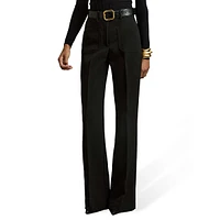 Priya Twill High-Rise Flared Dress Pants