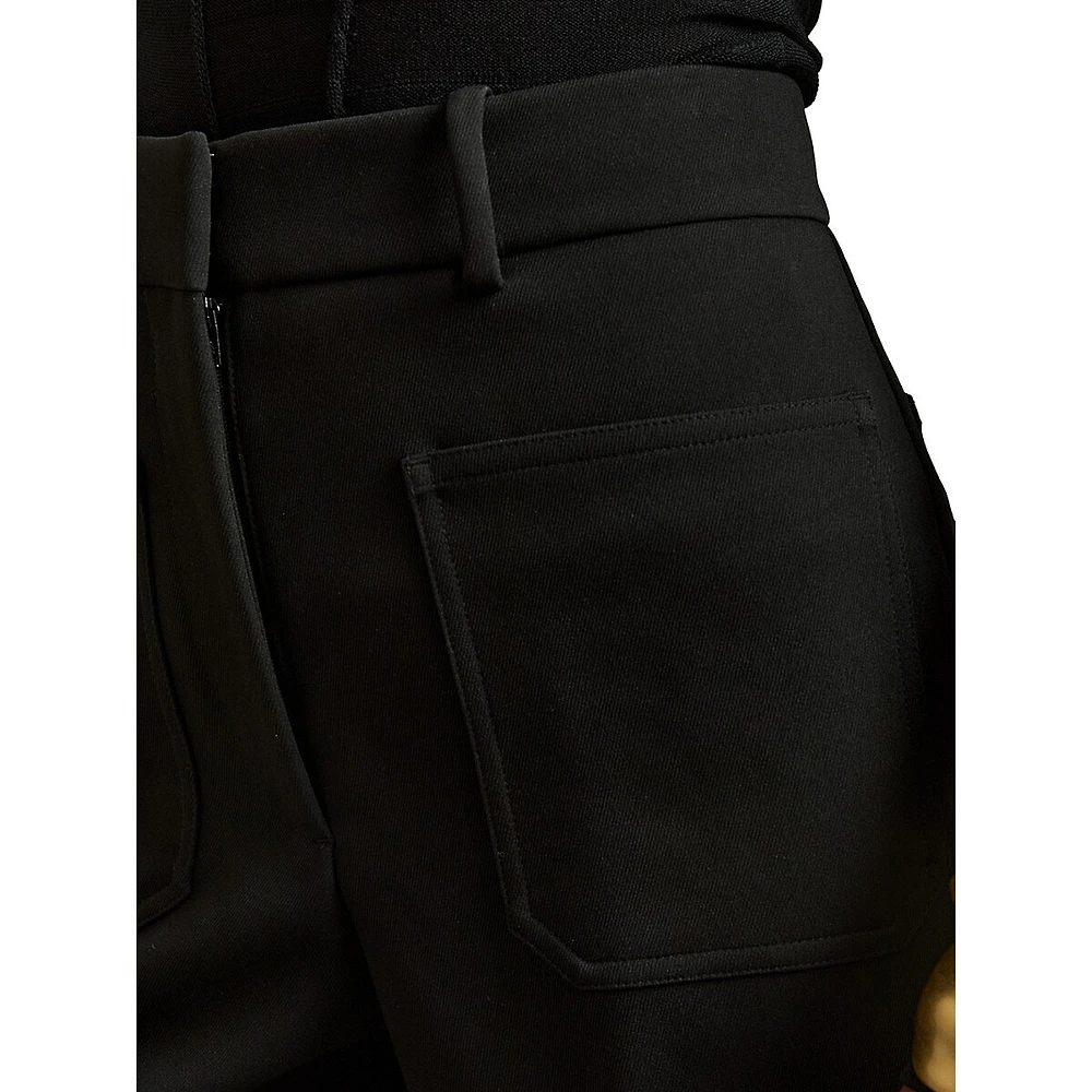 Priya Twill High-Rise Flared Dress Pants