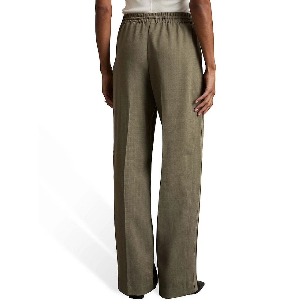 Sunnie Wide-Leg Drawstring Dress Pants