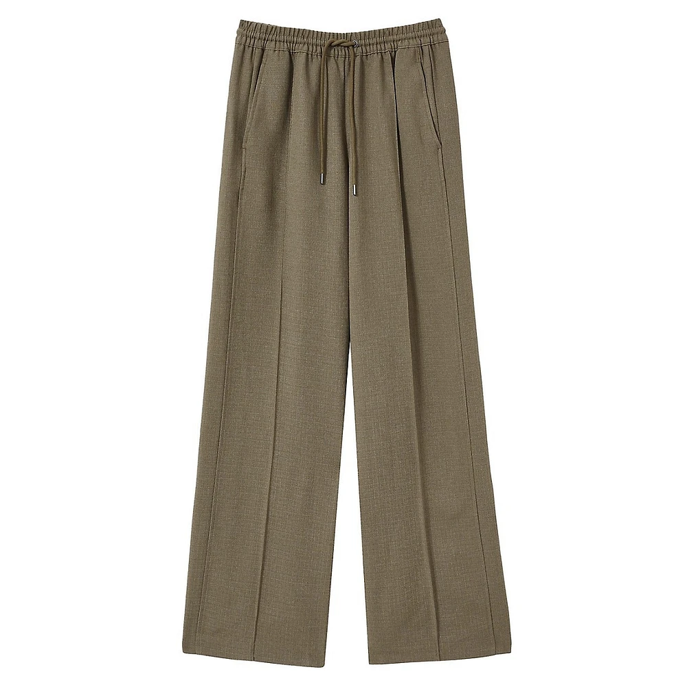 Sunnie Wide-Leg Drawstring Dress Pants