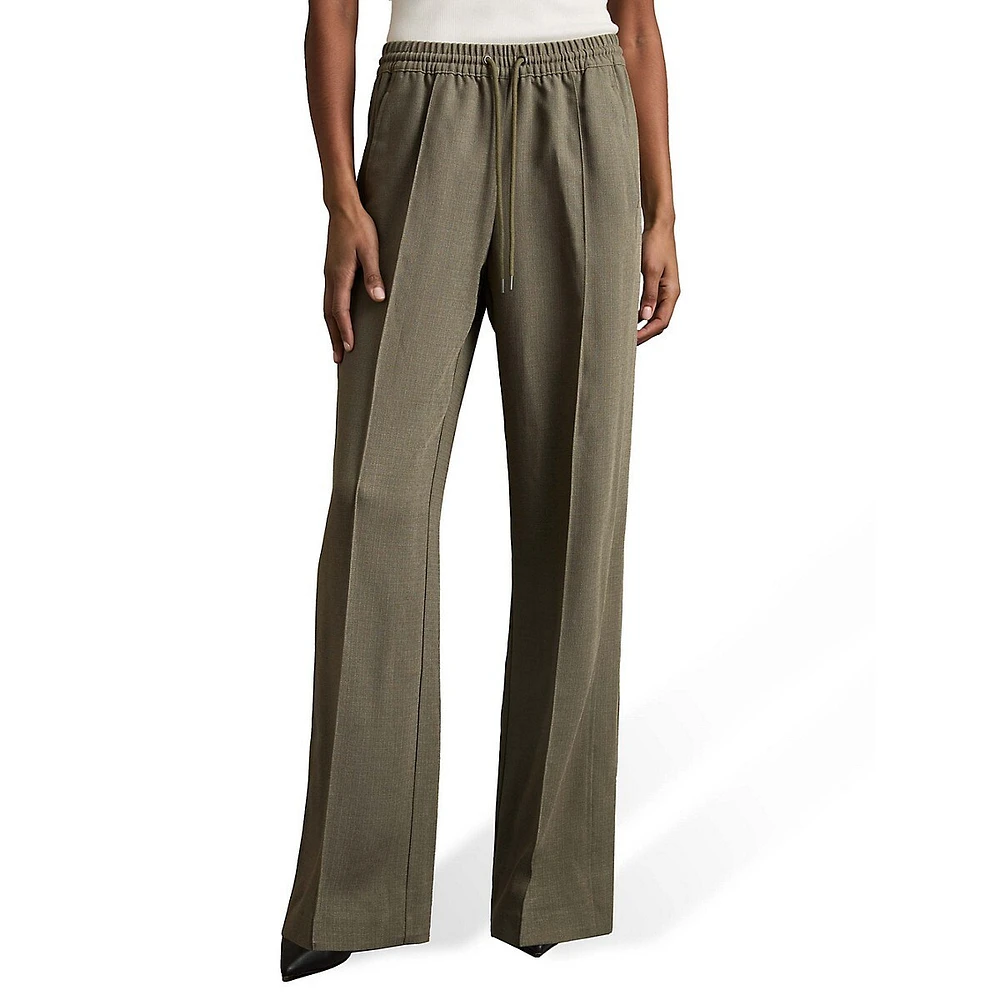 Sunnie Wide-Leg Drawstring Dress Pants