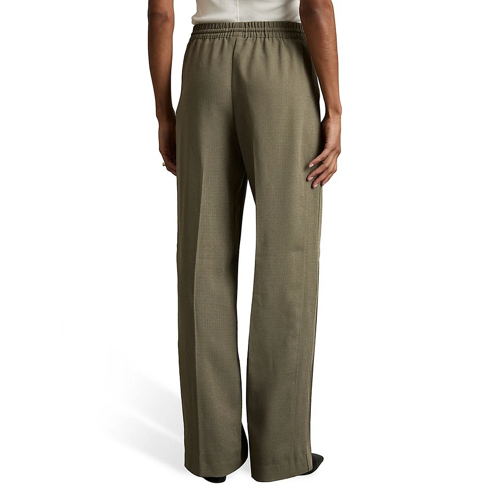 Sunnie Wide-Leg Drawstring Dress Pants