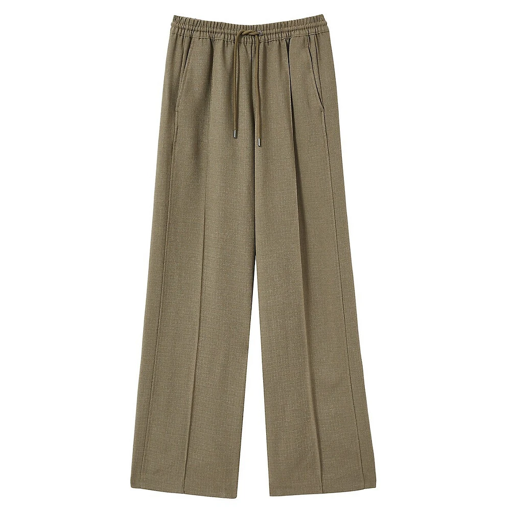 Sunnie Wide-Leg Drawstring Dress Pants