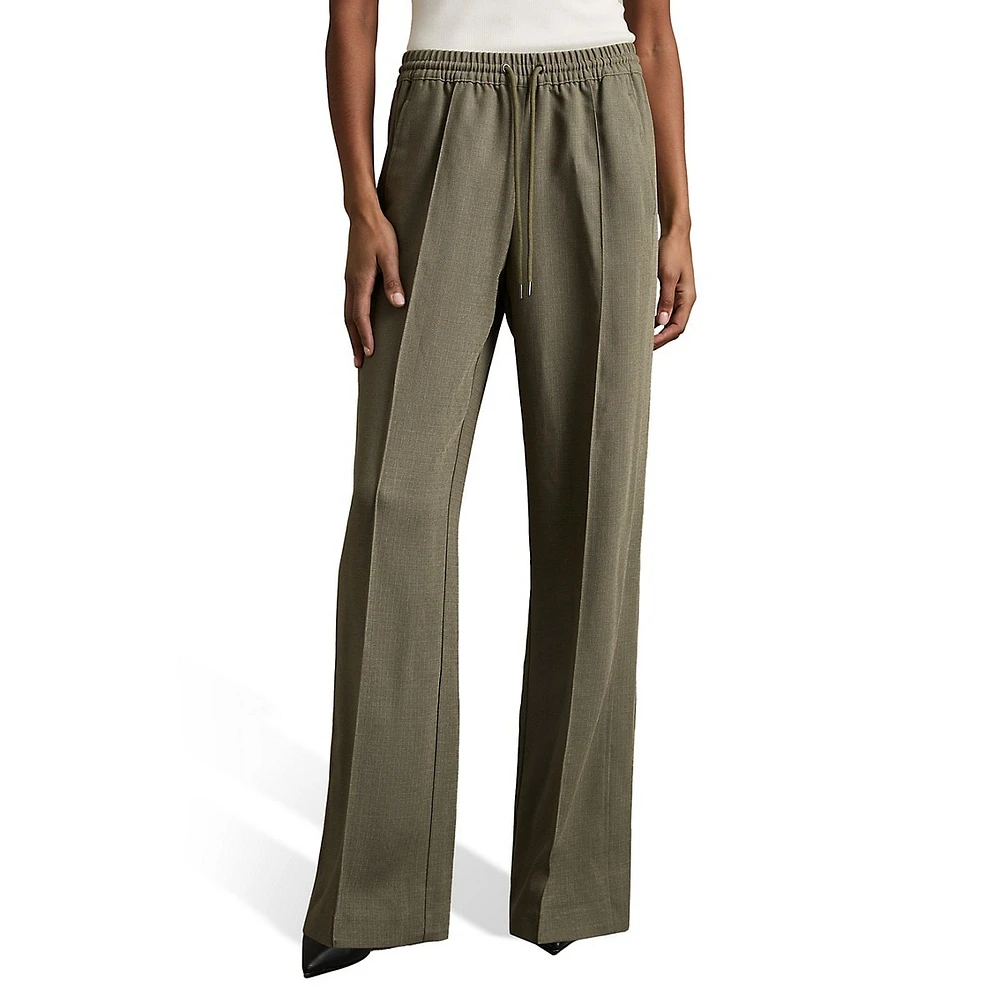 Sunnie Wide-Leg Drawstring Dress Pants