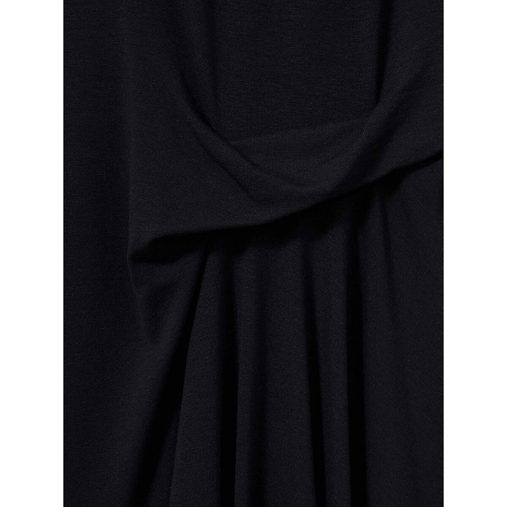 Ivy Long-Sleeve Draped-Jersey Midi Dress