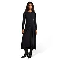 Ivy Long-Sleeve Draped-Jersey Midi Dress