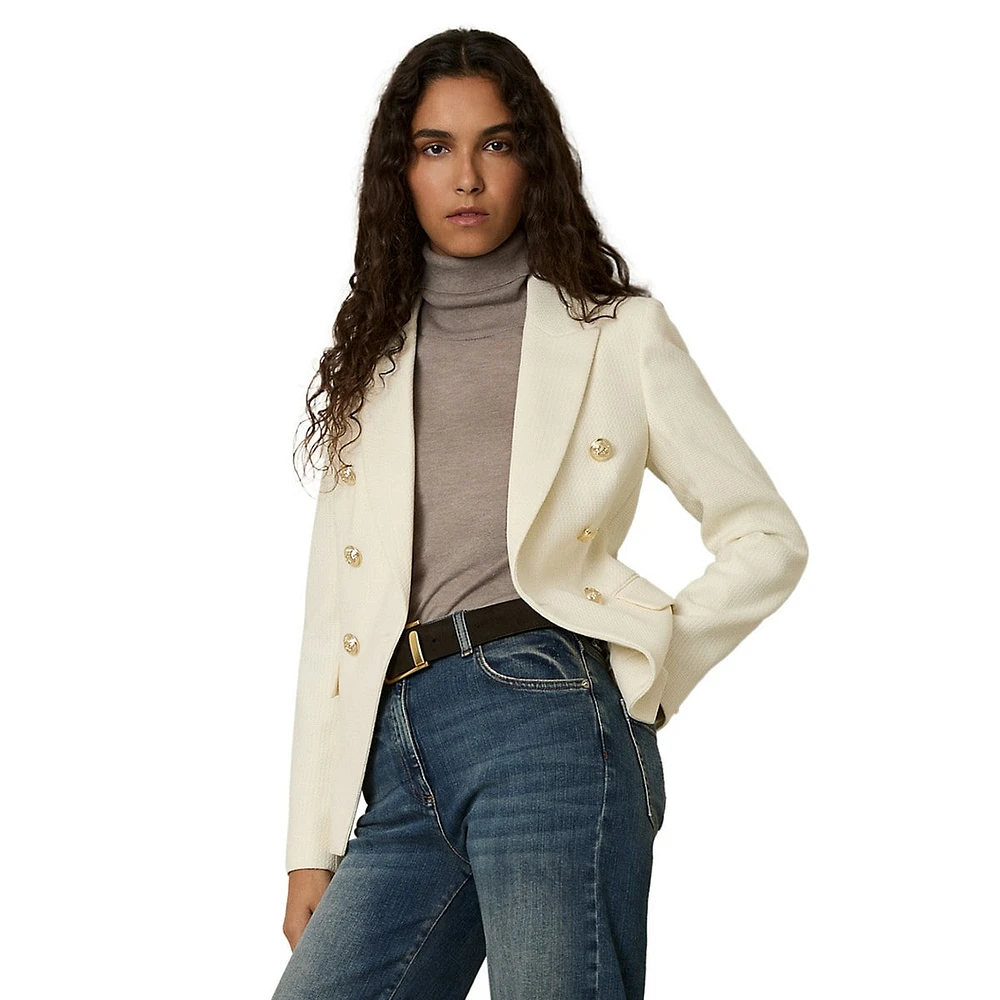 Blazer croisé en mélange de laine texturée Tally