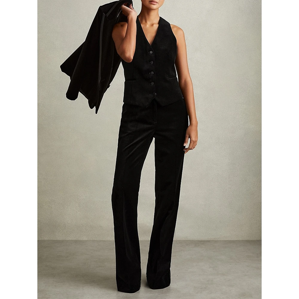 Parisa Velvet Flare-Leg Dress Pants