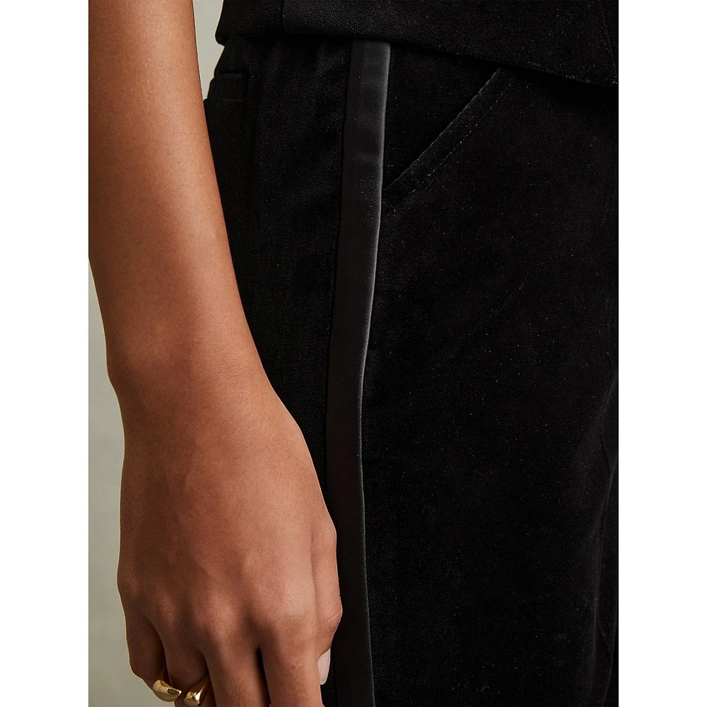 Parisa Velvet Flare-Leg Dress Pants