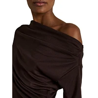 Fleur Ruched Off-Shoulder Jersey Drape Dress