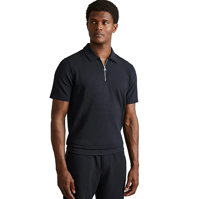 Albany Textured Zip Polo Shirt