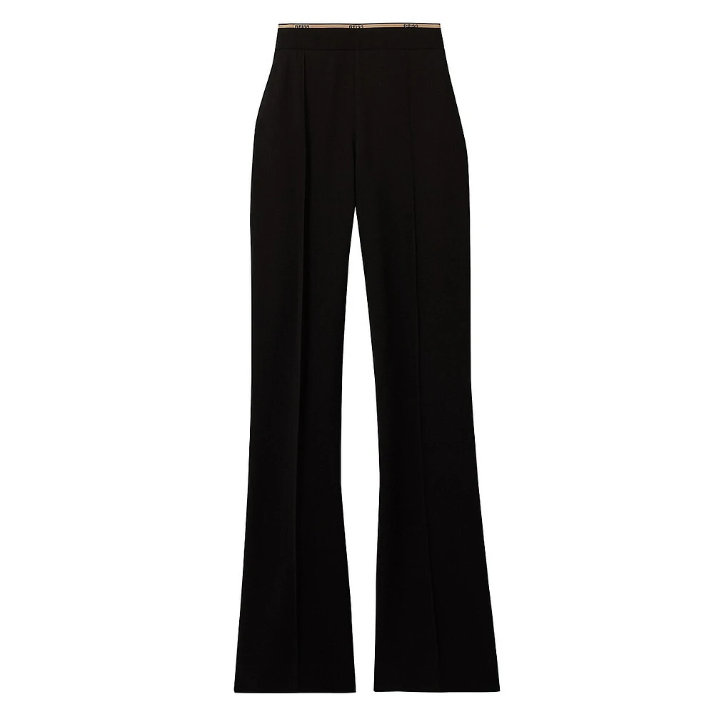 Sian Layered-Waistband Wide-Leg Dress Pants