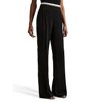 Sian Layered-Waistband Wide-Leg Dress Pants