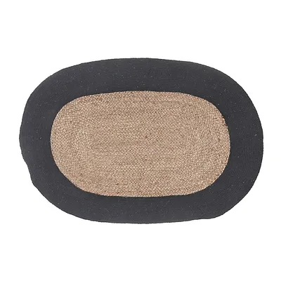 Oval Braided Jute Mat With Black Cotton Border 24 X 36