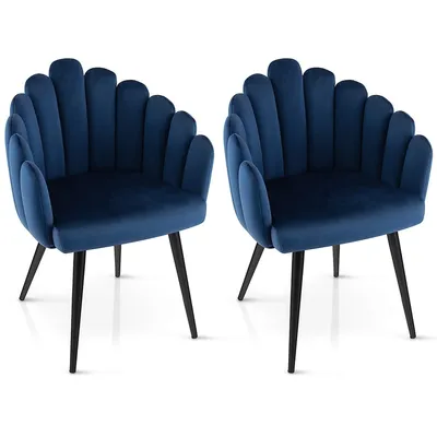 Dining Chair Set Of 2 Velvet Upholstered Modern Accent Arm Chairs Living Room