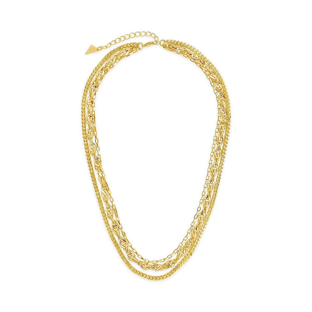 Three Layer Bold Chain Necklace-silver