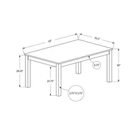 Dining Table, 60" Rectangular, Kitchen, Dining Room, Brown Veneer, Wood Legs, Transitional