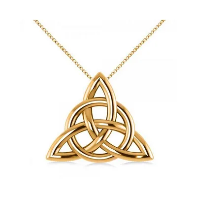 Triangular Irish Trinity Celtic Knot Pendant Necklace 14k Yellow Gold