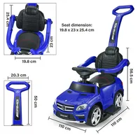Push Car For Kids, Mercedes-benz Amg Gl63 4-in-1 Baby Walker, Detachable Bar, Leather Seat, Mp3