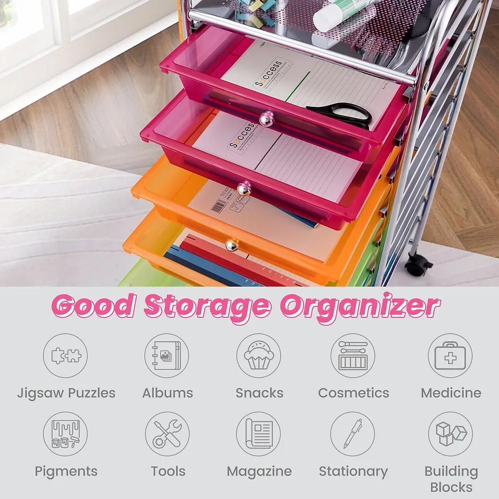 Costway 15 Drawer Rolling Storage Cart Tools Scrapbook Cosmetics Paper  Organizer