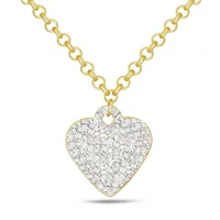 10kt Bonded On Sterling Silver 18" 2 Tone Silver Crystal Heart Chain