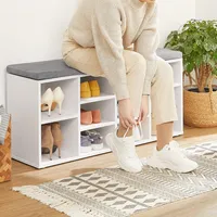 Dual-use Shoe Bench With Storage Cabinet And Padded Seat