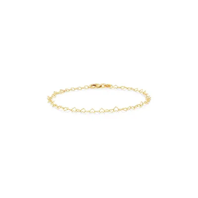 Heart Link Fancy Chain Bracelet In 10kt Yellow Gold