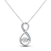 925 Sterling Silver 0.13 Cttw Canadian Diamond Infinity Dancing Diamond Pendant & Chain