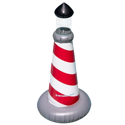 43.5" Led Red And White Striped Lighthouse Swimming Pool Float