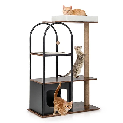 47" Large Cat Tree Tower With Top Perch Bed Condo Scratching Posts Indoor