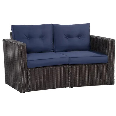 Rattan Sofa Set, Blue