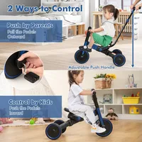 4-in-1 Kids Tricycle Foldable Toddler Balance Bike With Parent Push Handle