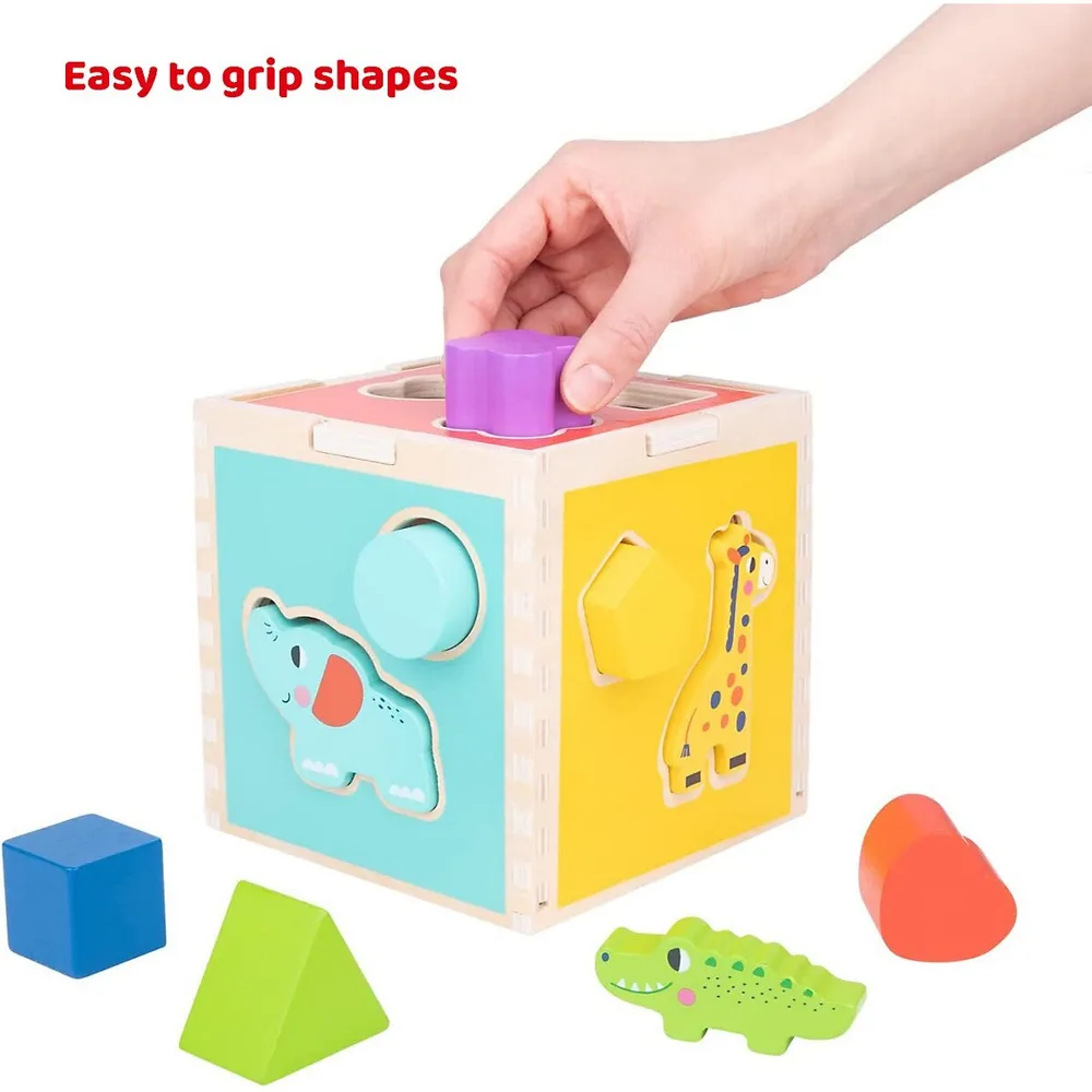 Wooden Shape Sorting Cube - Sorter Box Educational Toy, Ages 12m+