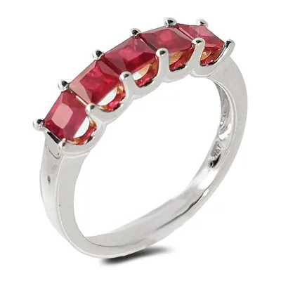 14k Gold 1.33 Cttw Ruby 5 Stone Anniversary Ring