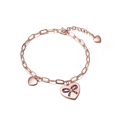 Teen/young Adults 18k Rose Gold Plated With Heart Charms Adjustable Bracelet