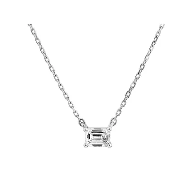 0.25 Carat Tw Emerald Cut Diamond Solitaire Necklace In 18kt White Gold
