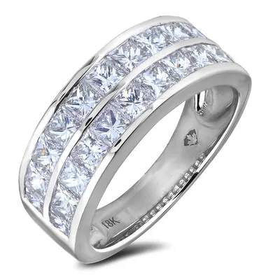 18k White Gold 2.40 Cttw Diamond Double Row Wedding Ring Band