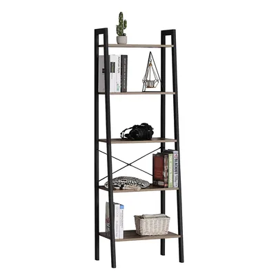 5-tier Wood Ladder Bookshelf Corner Storage Shelf Rack Display Bookcase