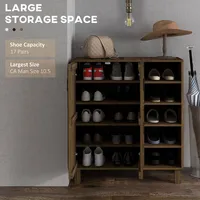 Shoe Cabinet With 5-tier Cupboard Open Shelves For 17 Pairs