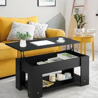 Lift Top Coffee Table Modern Accent Table W/hidden Storage Compartment & Shelf