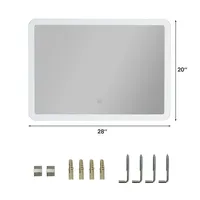Wall Mounted Rectangle Bathroom Led Mirror Dimmable Touch 3-color Frameless