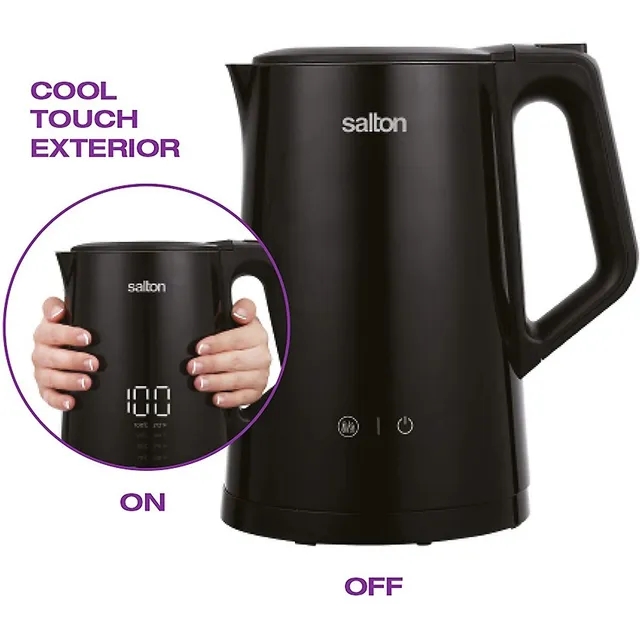 Salton JK1956 Cool Touch Digital Temperature Control, 1.5 L Electric  Kettle, Black