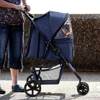 Three Wheel Pet Stroller Foldable Strolling Cart Cat Dog Travel Carrier
